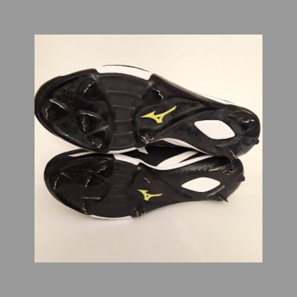 MIZUNO HEIST IQ BLACK & WHITE CLEATS - 8 SPIKES - SIZE 13 - STYLE #320501-9000 - Picture 6 of 10